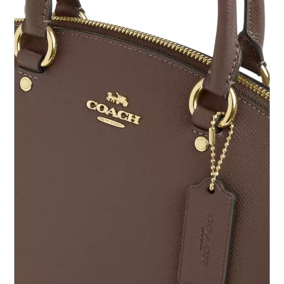 COACH SADIE SATCHEL BAG CROSSGRAIN LEATHER IN DARK STONE ADJUST. CROSSBODY NEW - Picture 12 of 16